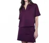 P.cill Women's Butter Modal Short Sleeve Quarter Zip Top In Purple In Purple