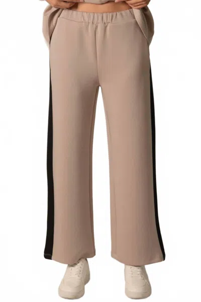 P.cill Women's Butter Modal Single Side Stripe Pants In Taupe In Neutral