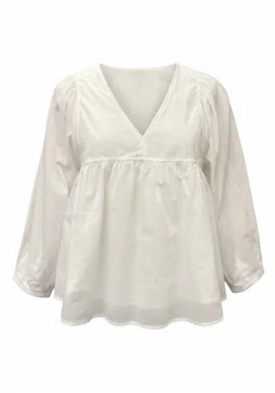 P.cill Women's Cotton V-neck Blouse In White In Multi