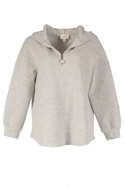 P.cill Women's Ella Half Zip Hooded Top In Heather Grey