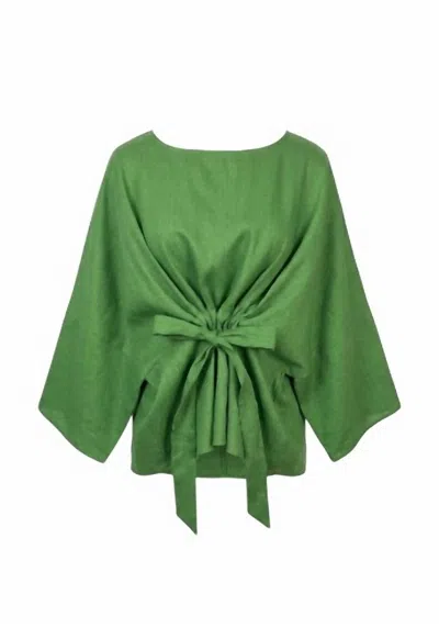 P.cill Women's Luxe Linen Tie-front Blouse In Grass In Multi