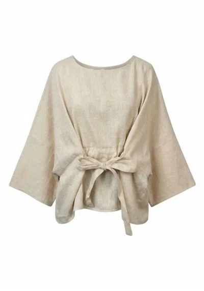 P.cill Women's Luxe Linen Tie-front Blouse In Natural In White