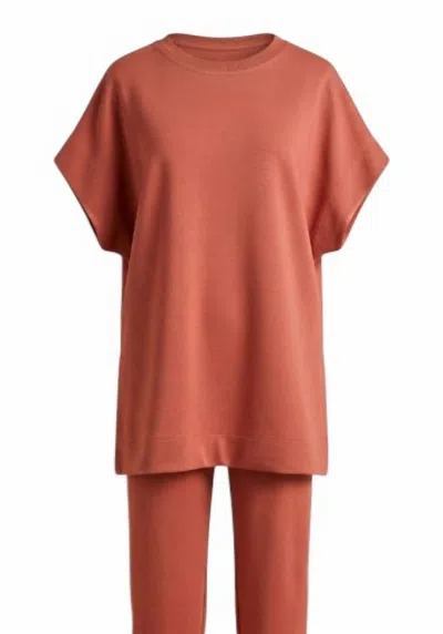 P.cill Women's Modal Contrast Tunic Top In Dusty Rose In Red