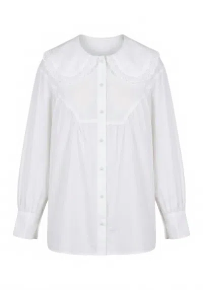 P.cill Women's Sweet Lace Collar Cotton Blouse In White