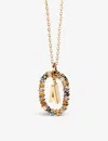 Pd Paola Initial A 18ct Yellow Gold-plated Sterling-silver And Semi-precious Stones Pendant Necklace In Gold