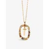 Pd Paola Initial T 18ct Yellow Gold-plated Sterling-silver And Semi-precious Stones Pendant Necklace In Gold