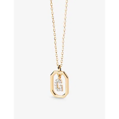 Pd Paola Womens Gold Letter G Mini 18ct Yellow-gold Plated Sterling-silver And Zirconia Pendant Neck