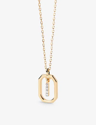 Pd Paola Womens Gold Letter I Mini 18ct Yellow-gold Plated Sterling-silver And Zirconia Pendant Neck