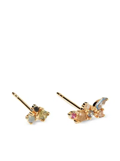 Pd Paola La Palette Multi-stone Earrings (set Of Three) In Gold