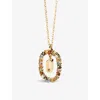 Pd Paola Initial O 18ct Yellow Gold-plated Sterling-silver And Semi-precious Stones Pendant Necklace In Gold