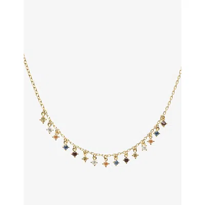 Pd Paola Dpaola Womens Willow 18ct Gold-plated Sterling Silver, Corundum And Zirconia Necklace