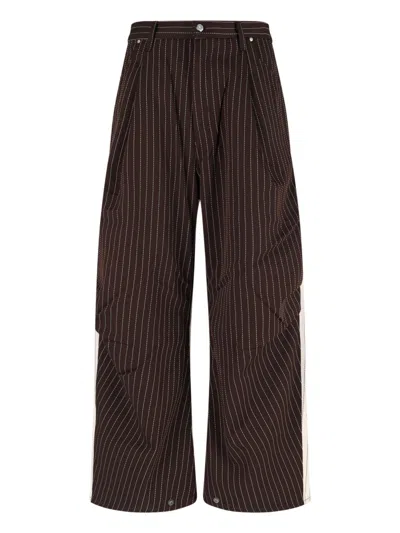 Pdf Black Two-tone Pinstripe Cropped Trousers In Brown