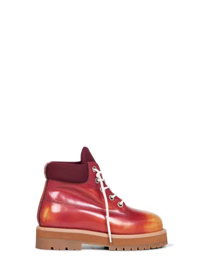 Pdf Burgundy Gradient-effect Leather Strada Ankle Boots In Pink