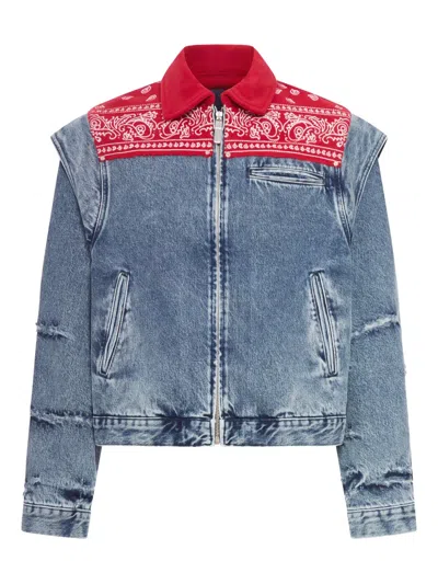 PDF CHANNEL BANDANA-PANEL DENIM JACKET
