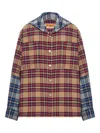 Pdf Channel Button-fastening Plaid Hoodie In Brown