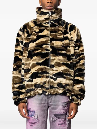 Pdf Channel Camouflage-print Turtleneck Jacket In Multi