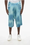 Pdf Channel Spray Effect Brushed Cotton Baggy Leather Shorts In Blue