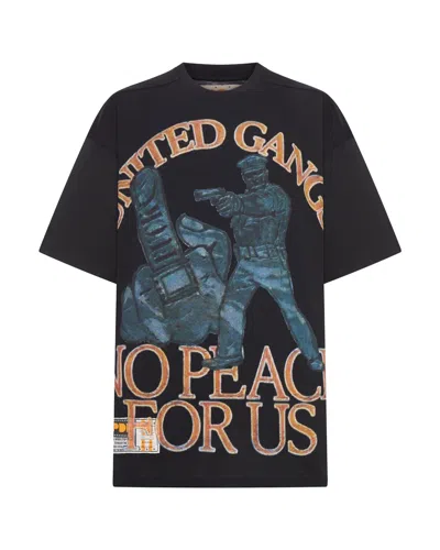 PDF CHANNEL BLACK T-SHIRT WITH MULTICOLOR PRINT