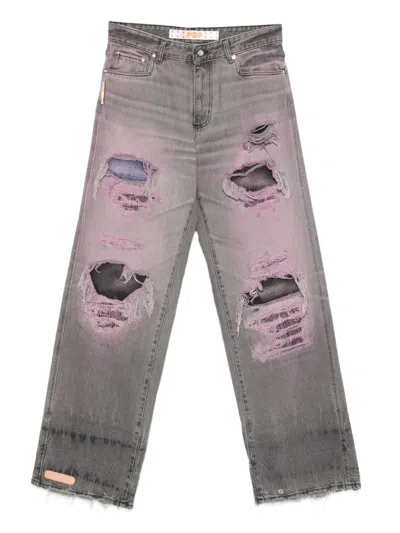 Pdf Distressed Frayed Jeans In Gray