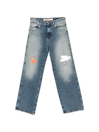 Pdf Distressed Graphic-print Jeans In Blue