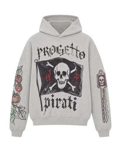 Pdf Graphic Skull Print Hoodie In Gray