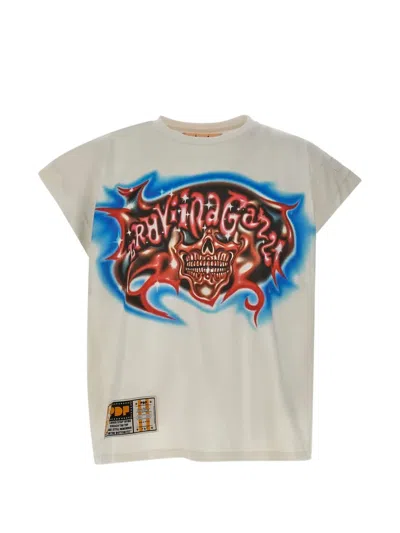 Pdf Graphic-print Cap-sleeve T-shirt In Neutral