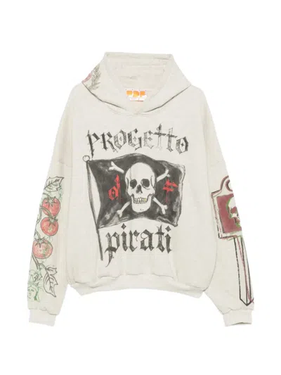 Pdf Graphic-print Cotton Hoodie In Gray
