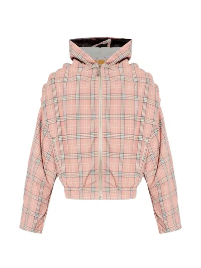 Pdf Hooded Check Jacket In Brown