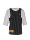 Pdf Pinstripe-pattern Logo-patch T-shirt In Black