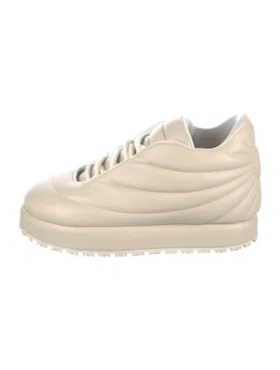 Pre-owned Pdf Leather Sneakers In Neutrals