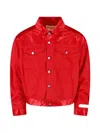 Pdf Cropped Satin Jacket With Button Closure In Red