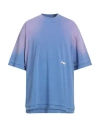 Pdf Bleached-effect Logo-embroidered Cotton T-shirt In Blue