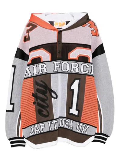 Pdf Panelled Polo-collar Hoodie In Multi
