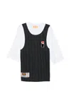 Pdf Pinstripe-pattern Logo-patch T-shirt In Black