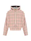 Pdf Hooded Check Jacket In Pink