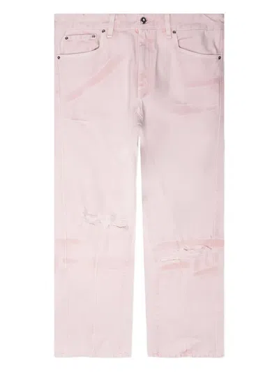 Pdf Rich Kid Frayed-detail Embroidered Jeans In Pink
