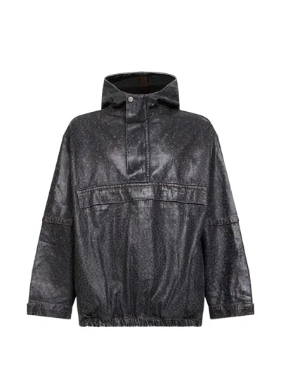 Pdf Sacco Spotted Denim Hooded Anorak Jacket In Black
