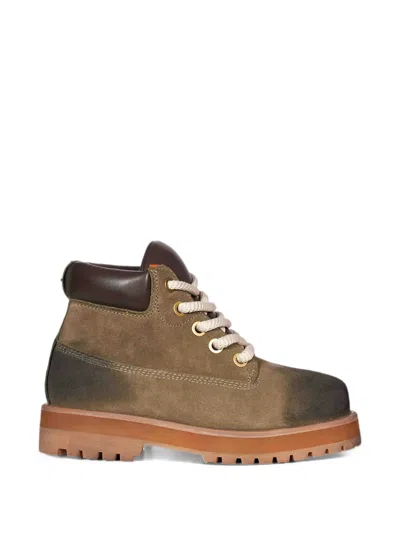 Pdf Strada Leather-trimmed Nubuck Boots In Green