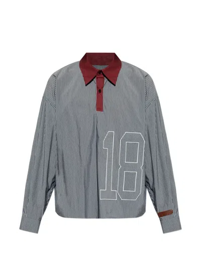 Pdf Striped Embroidered Polo Shirt In Red