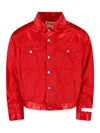 Pdf Cropped Satin Jacket With Button Closure In Red