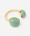 Pdpaola 18ct Gold-plated Green Aventurine Gravity Ring