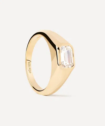 Pdpaola 18ct Gold-plated Octagon Shimmer Stamp Signet Ring
