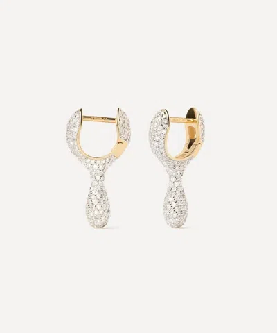 Pdpaola 18ct Gold-plated Pave Ray Hoop Earrings