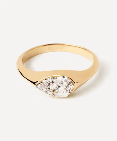 Pdpaola 18ct Gold-plated Vanilla Stamp Signet Ring