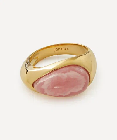Pdpaola 18ct Gold-plated Rhodochrosite Luna Stamp Ring