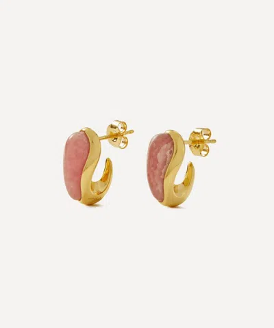 Pdpaola 18ct Gold-plated Rhodochrosite Luna Stud Earrings
