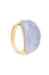 Pdpaola Blue Lace Agate Shell Ring In Blue Lace