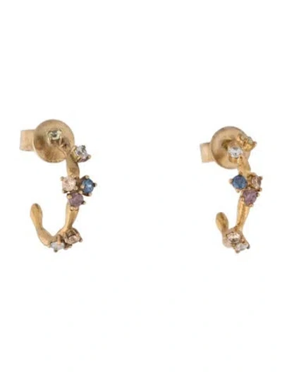 Pre-owned Pdpaola Crystal Hoop Earrings In Blue/clear/green