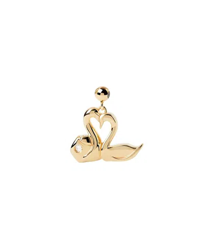 Pdpaola Love Swans Charm In Gold