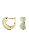 Pdpaola 18ct Gold-plated Green Aventurine Musa Huggie Hoop Earrings In Green